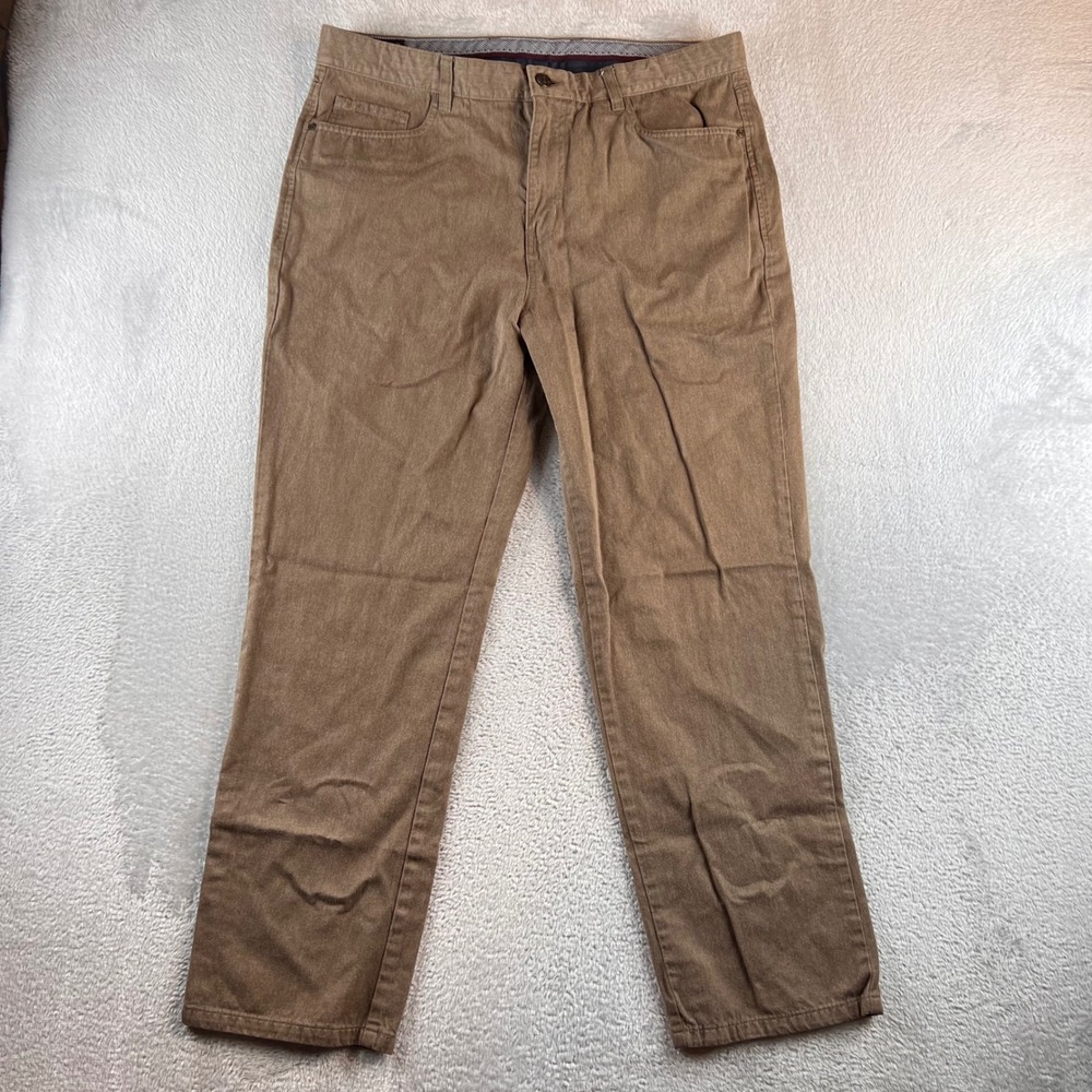 Johnston & Murphy Pima Cotton Pants Mens 36x30 Tan Regular Fit 74-3123 Preppy
